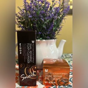 Mizon Snail Care Two piece Korean Skincare Repair Foam Cleanser & Eye Cream New